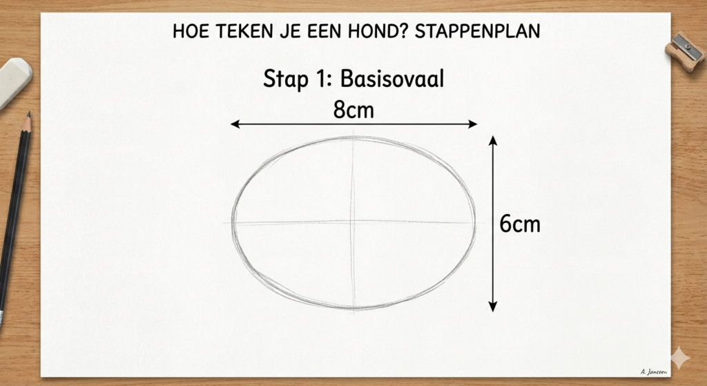 Licht getekend ovaal als basis voor hondenkop
