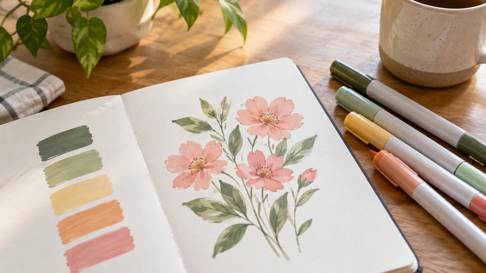 verschillende stiften kleuren bloemen