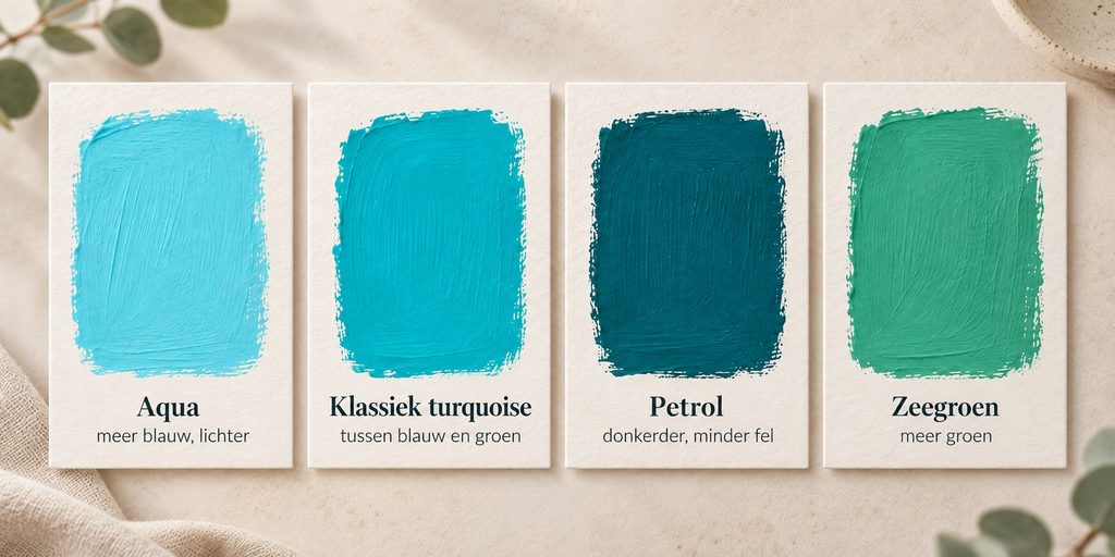 verschillende tinten turquoise