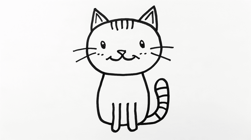 een kat opgebouwd uit cirkels en driehoeken